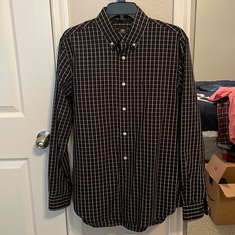 Black pattern Dockers long sleeve dress shirt size M
